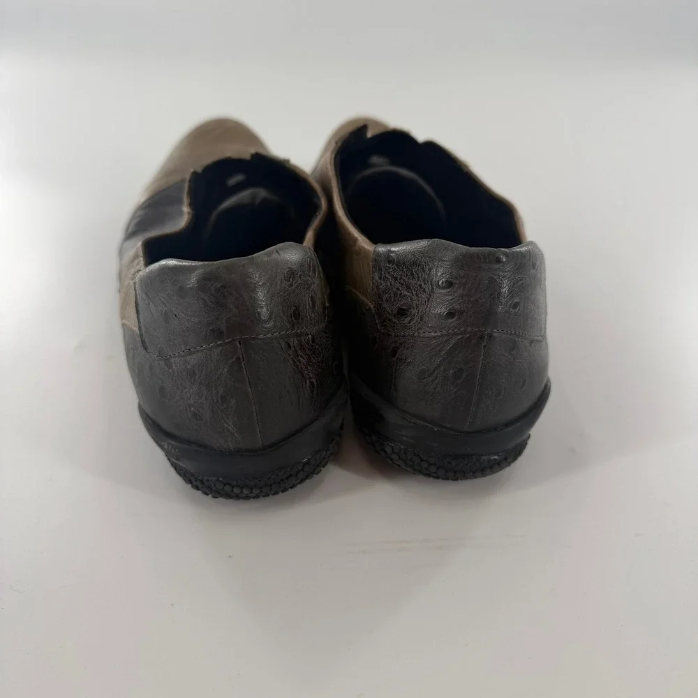 Unbranded Ostrich Embossed Leather Slip On Sneakers Women 11 Brown Good Laceless